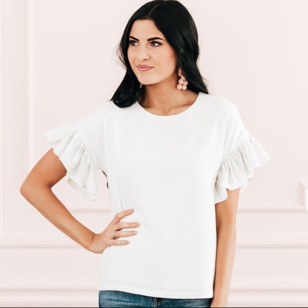 Rachel Parcell Shea Crepe Ruffle Blouse